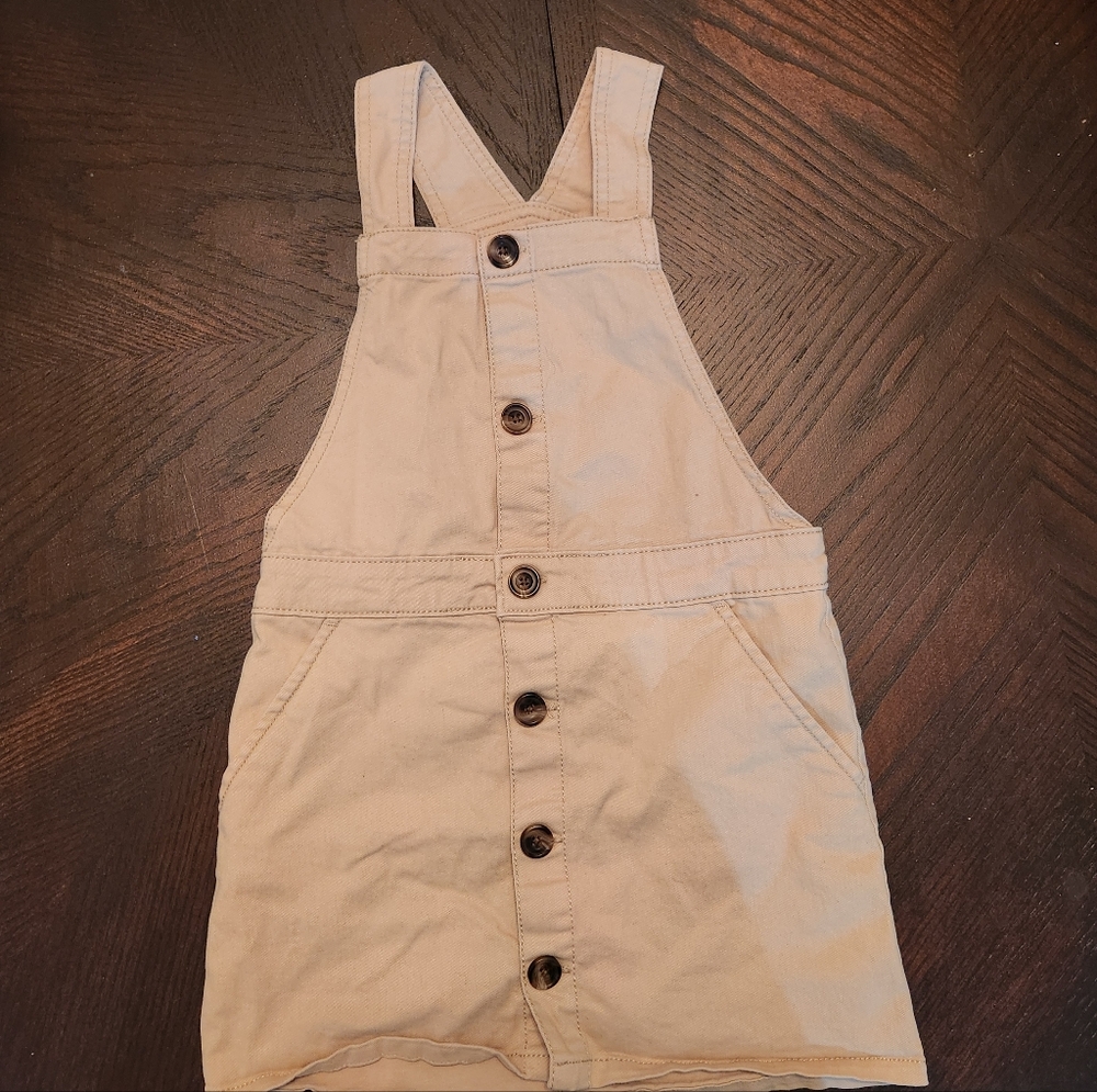 Tan Button-Up Pinafore Dress